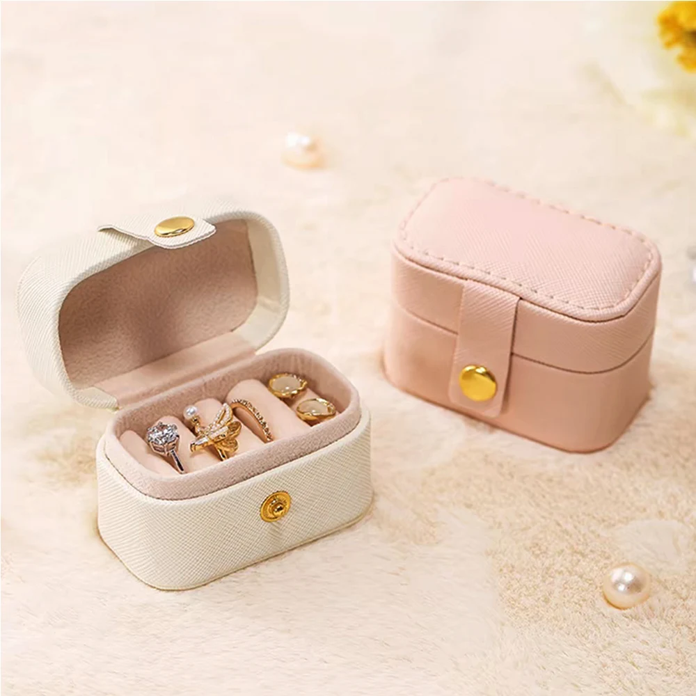 

New Mini Portable Jewelry Box For Travel Necklace Earring Ring Storage High-grade PU Leather Women Jewelry Organizer Case