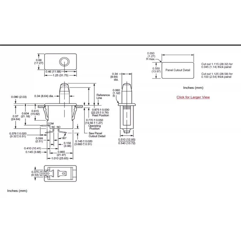 1 Stück 100% deutscher Kühlschrankschalter für Cherry E6830A0 E68, 3-Pin-Reset-Entriegelungstaste 0,1A – Detail 3
