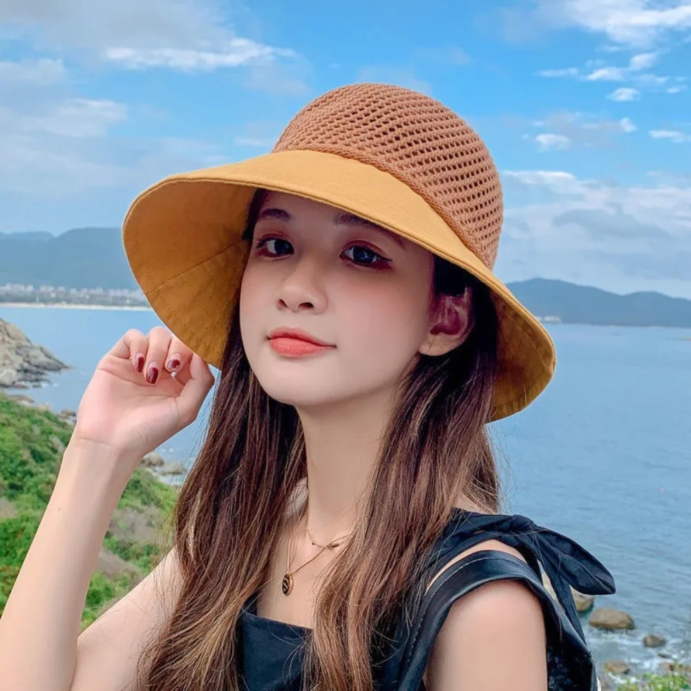 

Fashion Crochet Bowtie Fisherman Hat Japanese Sun Protection Bow Sun Hat Sunshade Hat Panama Hat Knitted Bucket Hat Beach