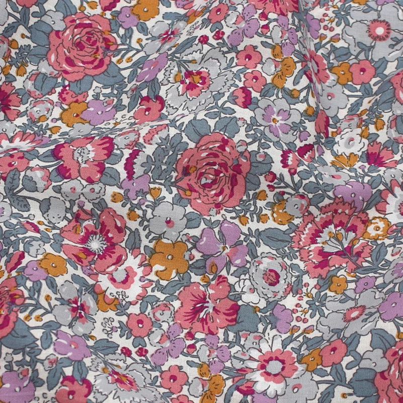 New Pure Cotton Small Floral Fabric 40s Plain Cotton Clothing Dress Shirt Fabric Summer Thin by Half Meter