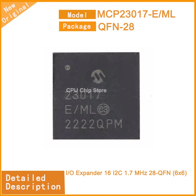 5Pcs/Lot  New Original   MCP23017-E/ML  MCP23017-E/SS  MCP23017-E  I/O Expander 16 I2C 1.7 MHz 28-QFN (6x6)