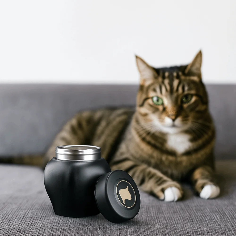

Stainless Steel Pet Memorial Ash Urn Sealed Jar Black Dog Cremation Urn Moisture-Proof Cat Funeral Keepsake For Hamster Dogs Cat