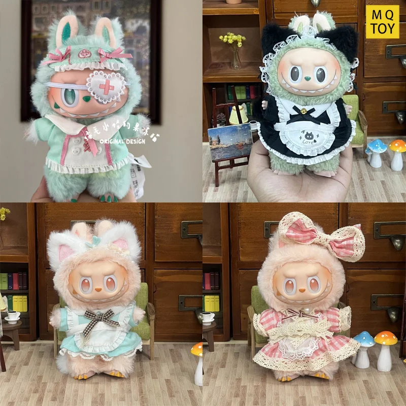 

For Labubu Clothes High Energy Ahead Doll Clothes Calm Nurse Dress 17cm Labubu Outfit V1 V2 V3 Vinyl Green Accessories