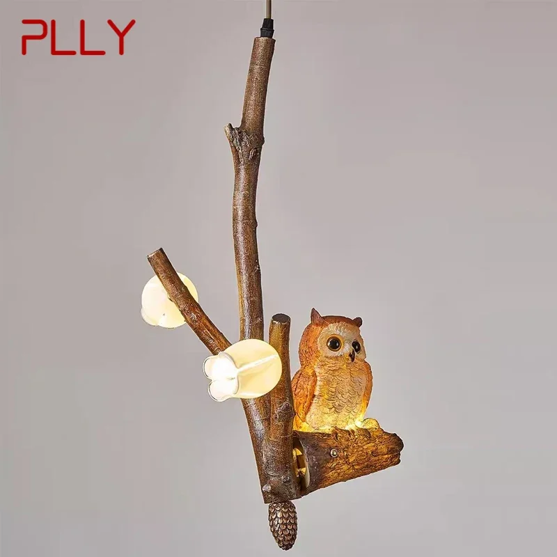 PLLY Animal Chandelier LED Creativity Owl Parrot Bar Cafe American Retro Industrial Style Pastoral Decorative Pendant