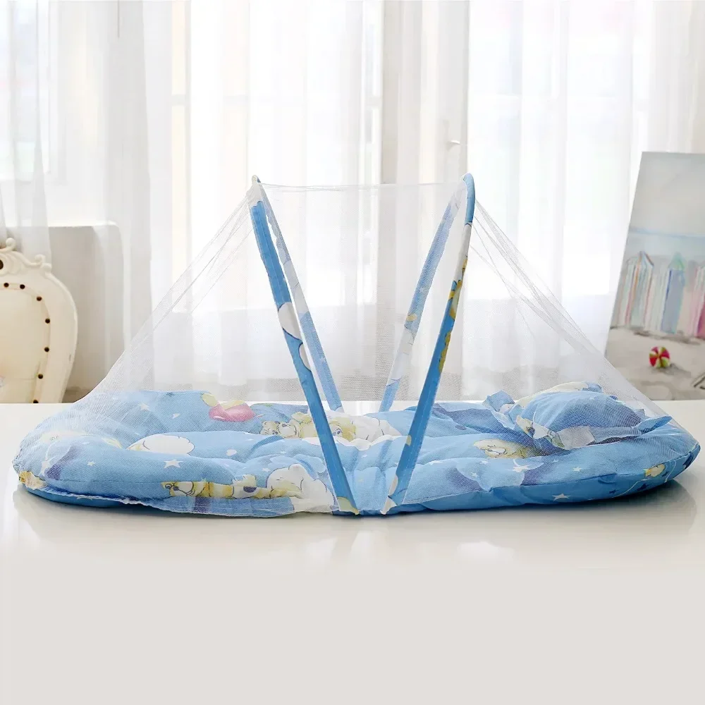 2024 Foldable Bed Infant Cotton Pillows Portable Folding Baby Bedding Crib Netting  Bed Tent Baby Mosquito Nets