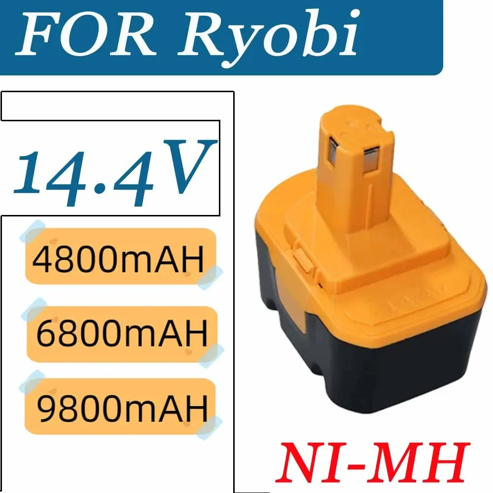 

14.4V 4.8/6.8/9.8Ah Ni-Mh Replacement Battery for Ryobi RY6200 RY6201 RY6202Cordless Drill Screwdriver Tools CBI1442D 130224010