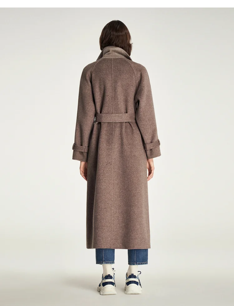 High-end Sheep Wool Women's Coat Autumn Winter New Wool Blend Double Breasted and Long Coat Temperament Atmosphere and Elegance