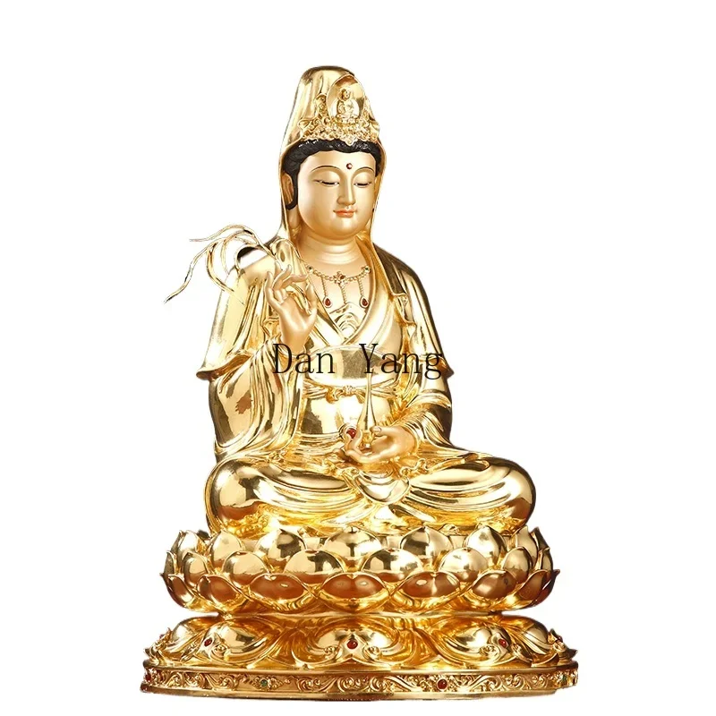 

YJ pure copper gold Guanyin Bodhisattva household dedication Guanyin Buddha statue South China Sea Guanyin Bodhisattva statue