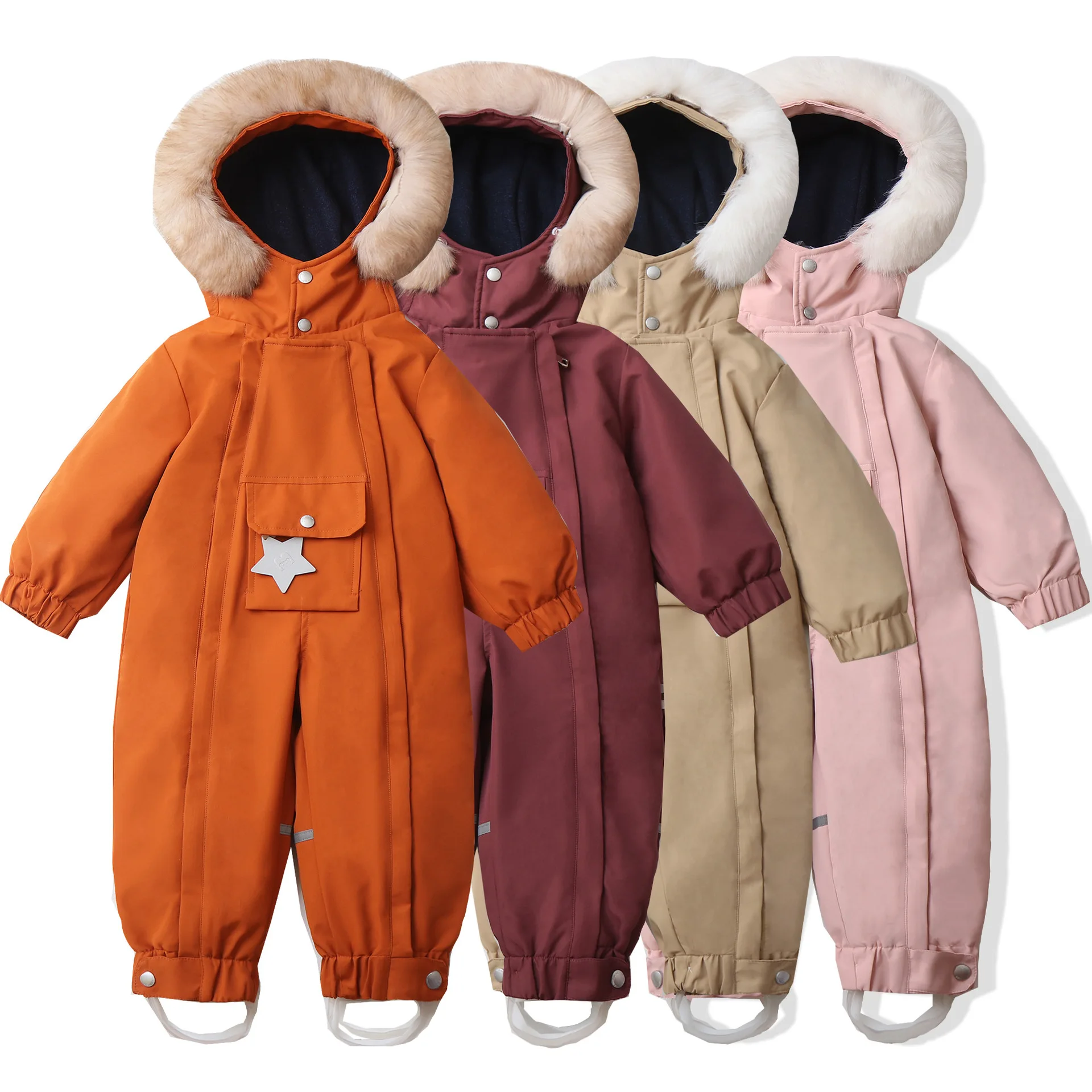 Winter New Star Lightweight Hooded Ski Suit for Kids, Boys Girls Baby Romper Jumpsuit, Toddler One-Piece Warm Snowsuit 2-5T