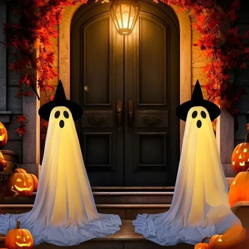 Halloween Spooky Ghost Decorations Outdoor Glowing Ghost Decorations Remote-Controlled Luminescent Indoor Spooky Ghost Light