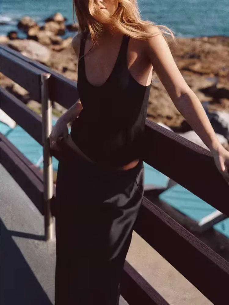 Faionable Zijde Satijn Lange Midi Rok Dames Herfst Nieuwe Collectie Veelzijdige Ele Pendelen Sle Halflange Rok