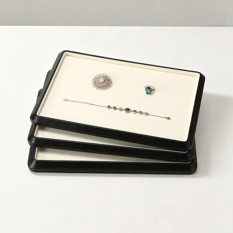 Necklace Display Tray Jewelry Gemstone Display Tray Jewelry Display Stand PU Frame Ring Display Tray
