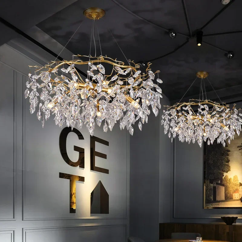 Ceiling Chandelier Lighting Long Crystal Hanging Lamps for Ceiling Luxury Living Room (There are Crystals Sold Separately)