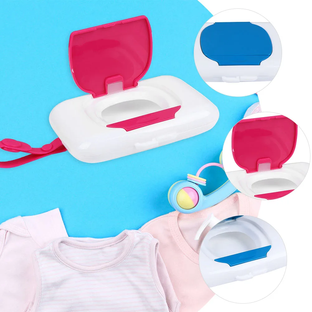 

2 Pcs Container Portable Wipe Box Man Wet Wipes Tissue Case Silica Gel Dispenser