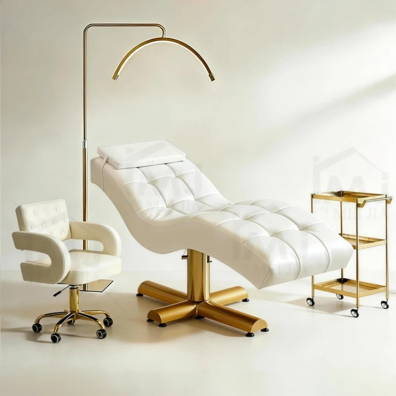 Beauty Salon Furniture Sets Facial Spa Treatment Chair Massage Curved Lash Bed  With Chair