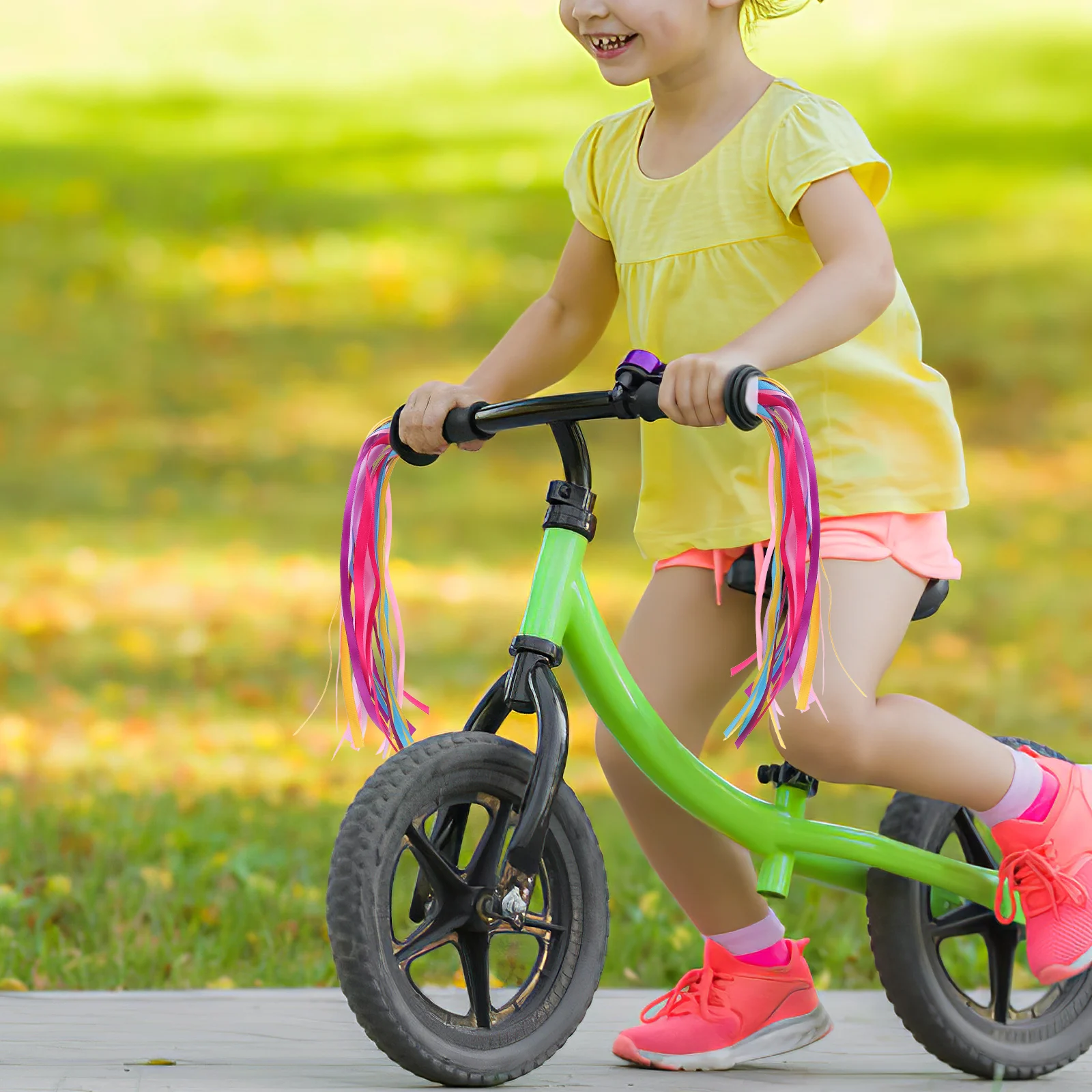 

2 Pairs Bike Streamers Pink Colored Scooter Ribbon Handlebar Decor Bicycle Tassel Accessory Plastic PP Resin Material Kids