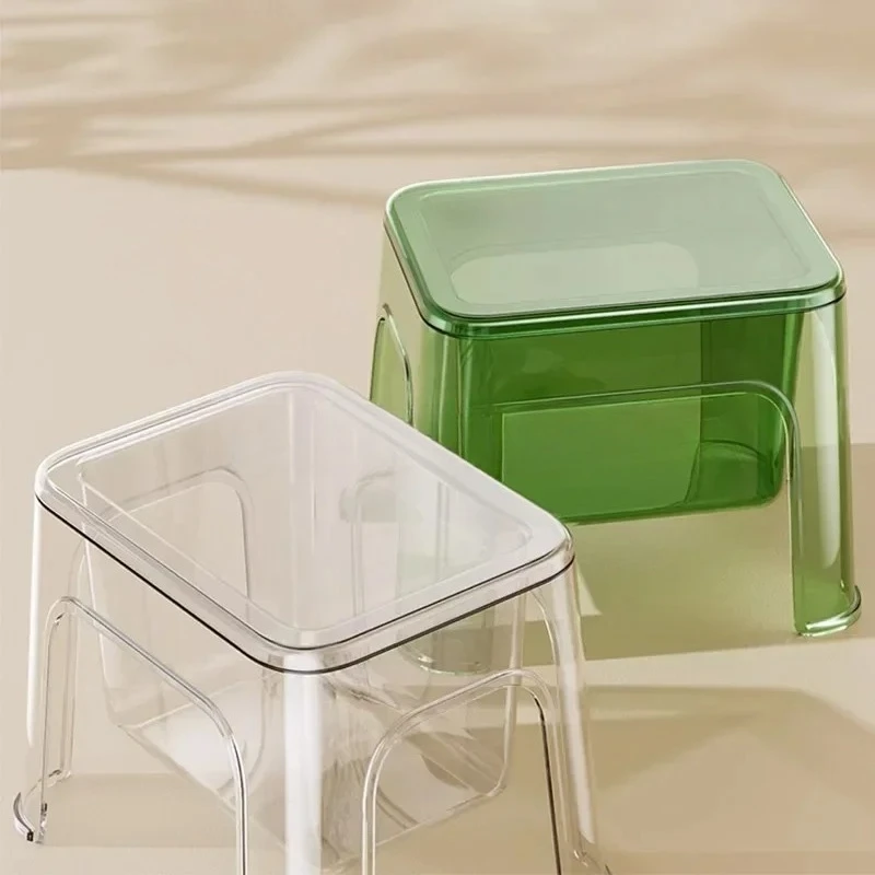 Transparent Minimalist Foot Stool Small Relax Unique Apartment Stool Cute Ergonomic Space Saving Furniture
