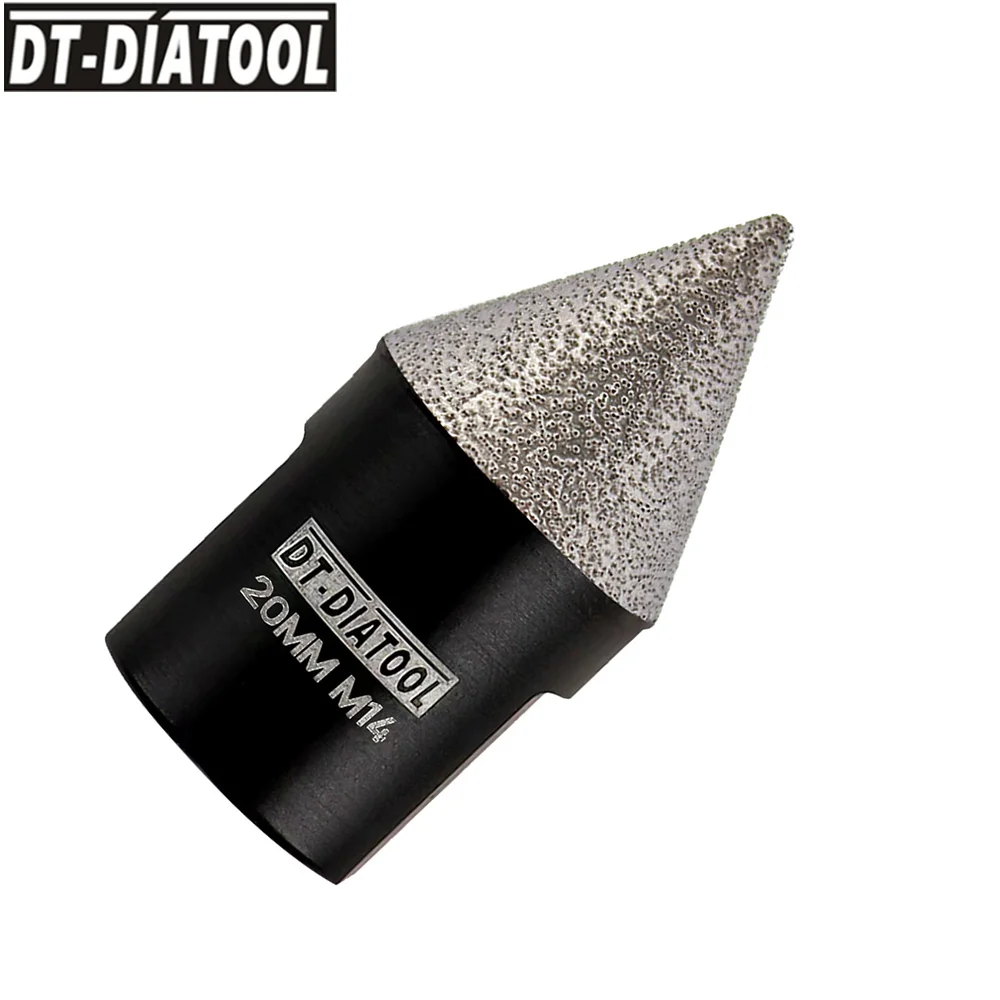 DT-DIATOOL 1pc真空ろうダイヤモンドビット20ミリメートルM14最終ホールツールセラミックタイル拡大形状ラウンドベベル面取り面取り