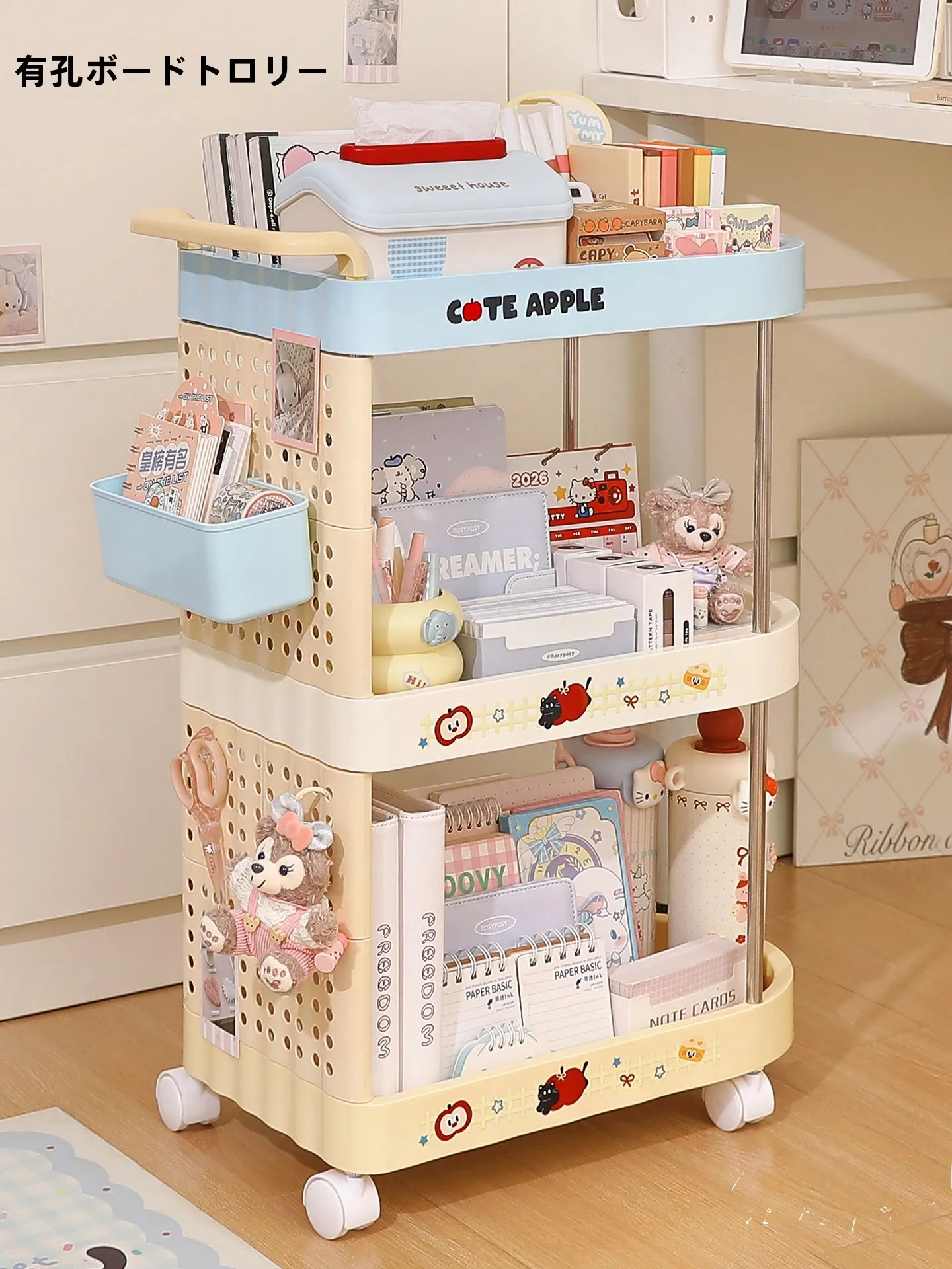 

Mobile Multi-Layer Storage Rack with Wheels for Bedroom Snacks Bookbags Organization Small Cart Stand Floor Mounted