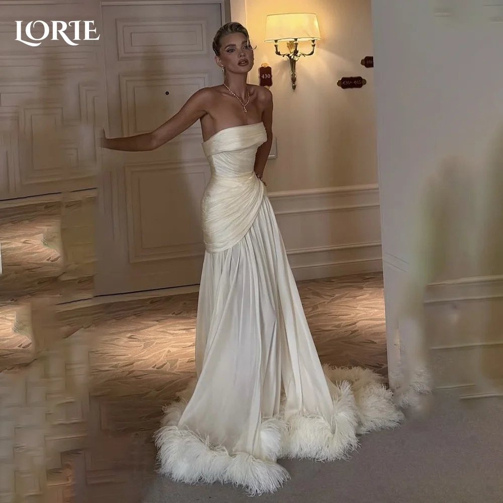 

LORIE Pleats Mermaid Wedding Dress Strapless Elegant Backless Bride Gowns Customized Bride Dress Ruched Bride vestidos de novia