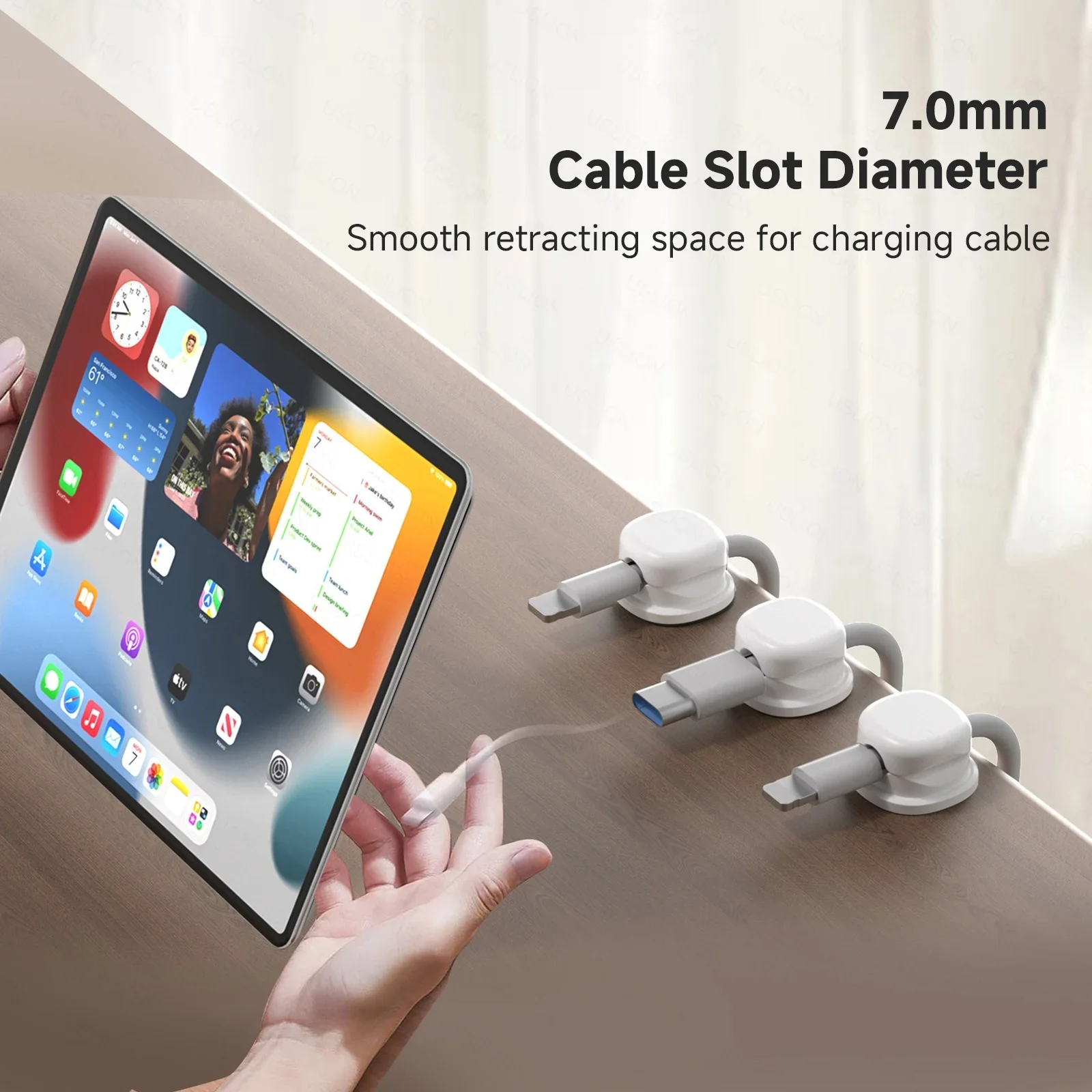 Magnetic Phone Cable Clips Under Desk Cord Holder Wire Smooth Management Keeper Office Kitchen Cable Organizer 3/6PCS view 5