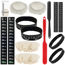 7Pcs Sourdough Starter Accessories with Cloth Cap Silicone Spatula Date Band and Temperature Paper Sourdough Starter Jar Tools