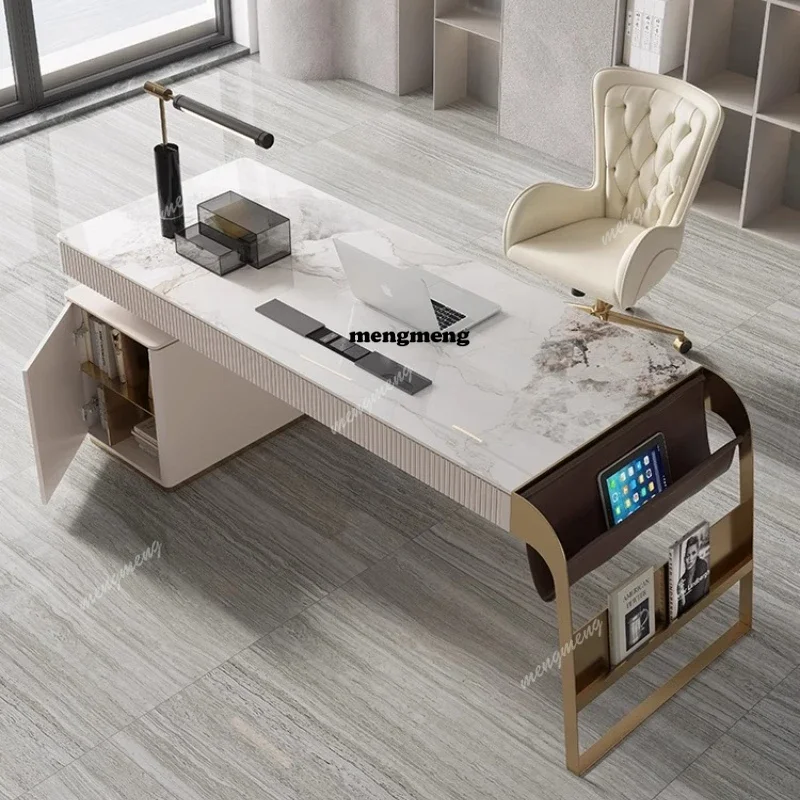 Hot sales Nordic office desk with cabinets Modern high-end luxury countertop computer desk Elegant Design mesa para computador f