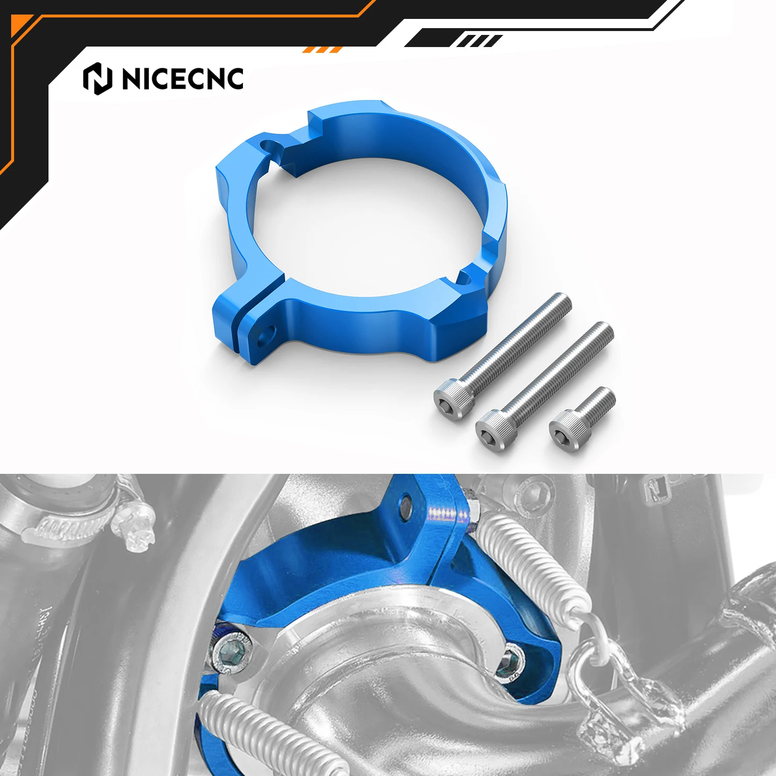 

NICECNC Aluminum Exhaust Flange Guard For Husqvarna TE300 TE250 TC250 TX300 2017-2022 TE300i TE250i 2023 KTM EXC300 GASGAS EC300
