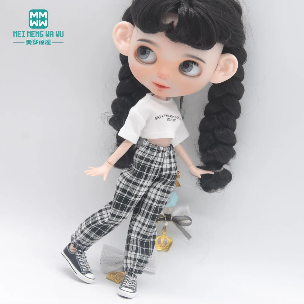 

Doll Clothes Fashion Set Jeans Letter T Shirt Blyth 1/6 Azone OB23 OB24 Doll Accessories Leggings