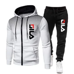 Herfst- en wintermode nieuwe kleding heren casual fitness sport joggingpak rits capuchon + joggingbroek tweedelige set