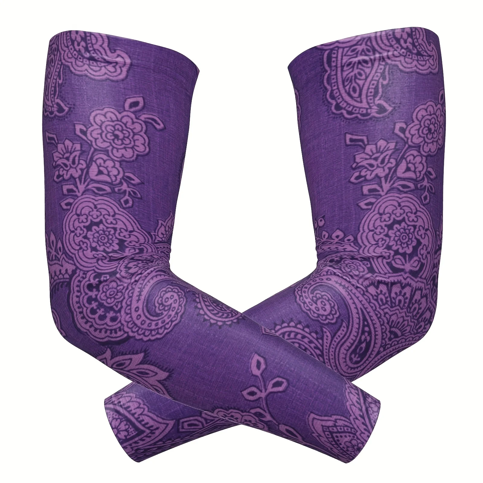 

1 Pair of Elegant Purple Paisley Printed 3D Breathable Arm Warmers Stylish for Daily Use Outdoor Activities Outdoor Gear