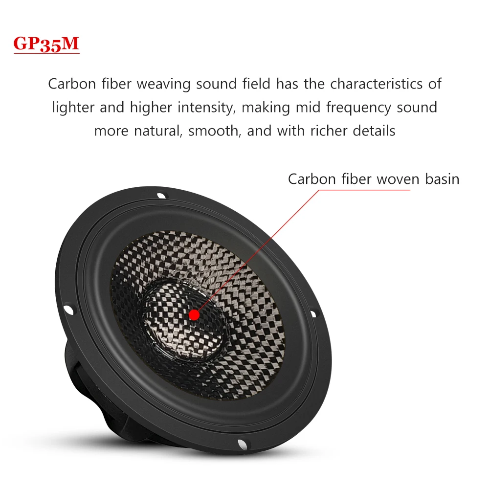 3-Inch Carbon Fiber Basin Car Mid-Range Speaker, 3.5-Inch Car Center Speaker, Luxury Car Two-Way Three-Way Mid-Range Speaker