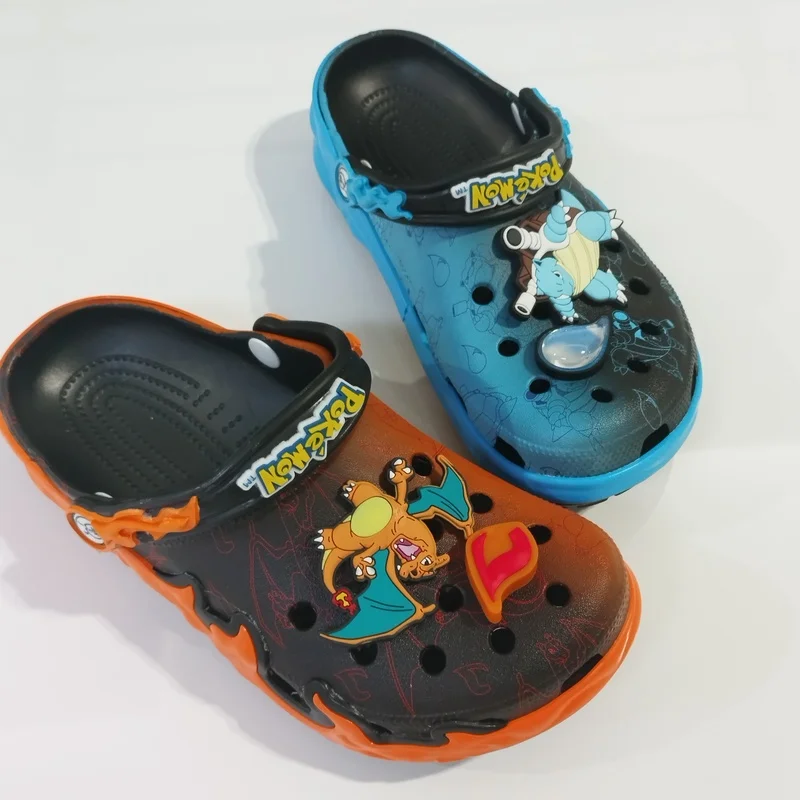 

Тапочки с градиентом покемона, милая обувь с отверстиями для взрослых, летние пляжные одинаковые тапочки для пар, удобные дышащие сандалии