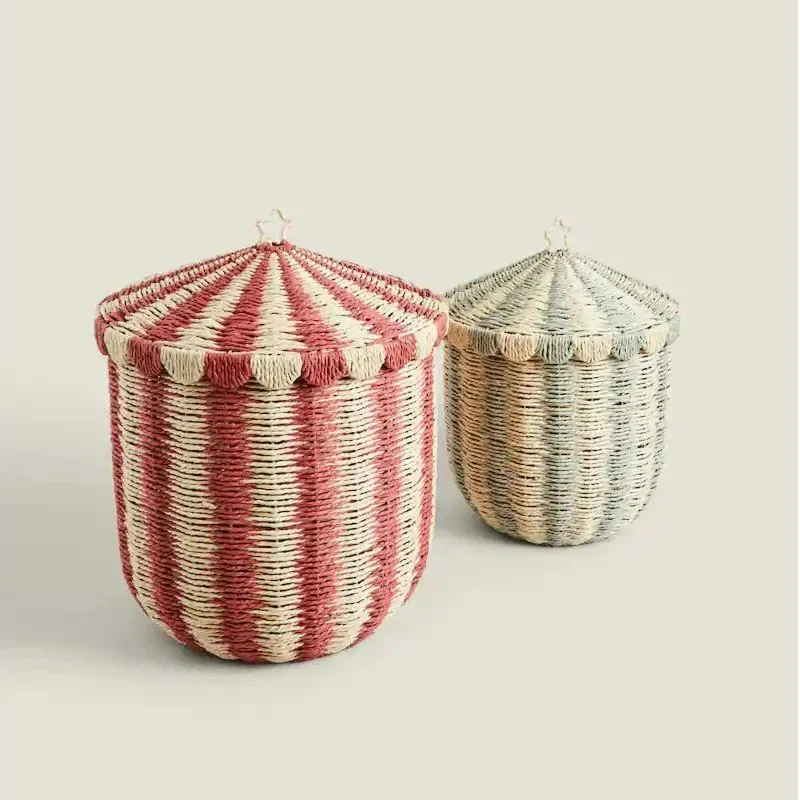 

Woven Desktop Organizer Household Toy and Snack Sorting Box Multipurpose Home Decor Storage Floor Standing Rattan Storage Basket