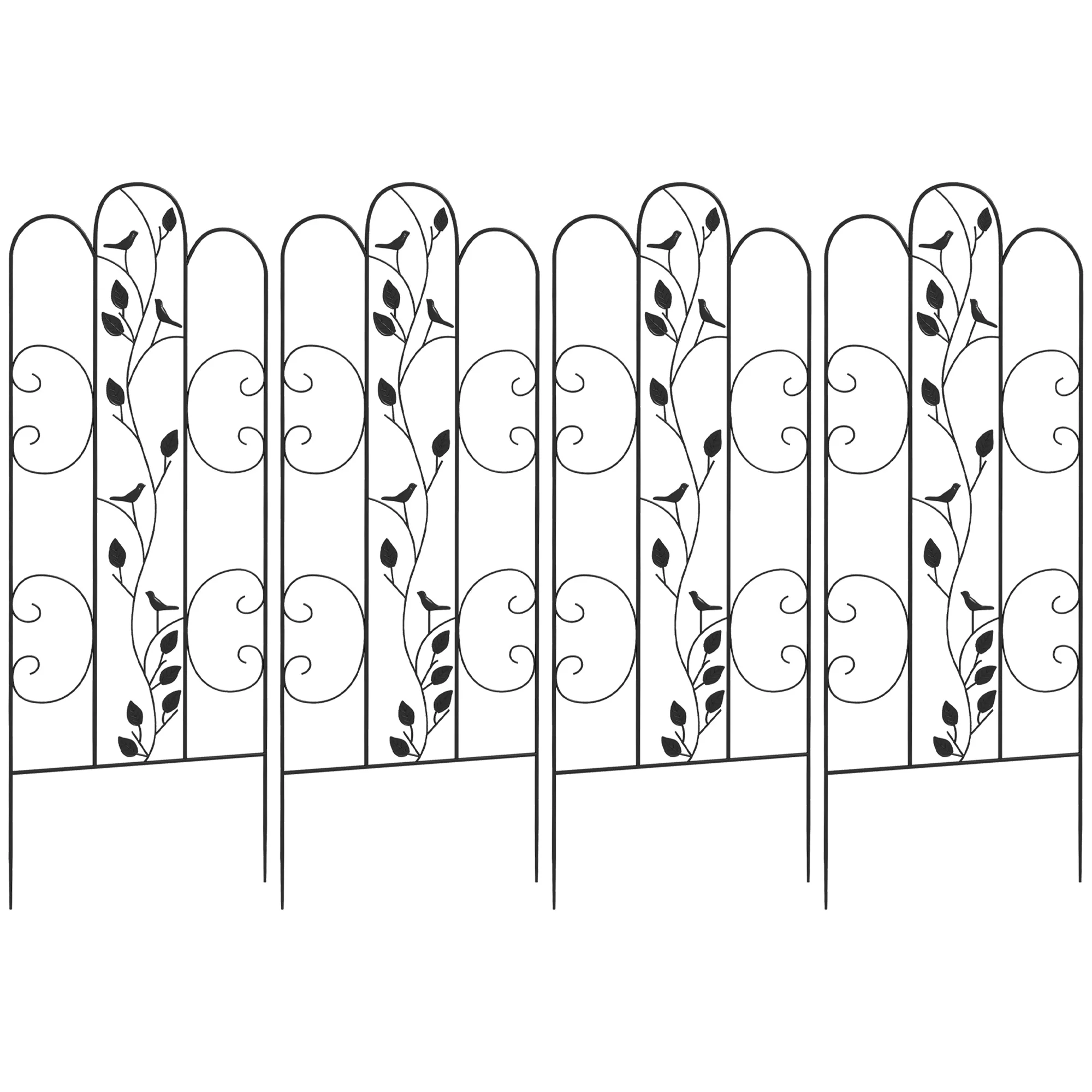 Outsunny set of 4 Garden trellis with steel frame 40x106 cm black