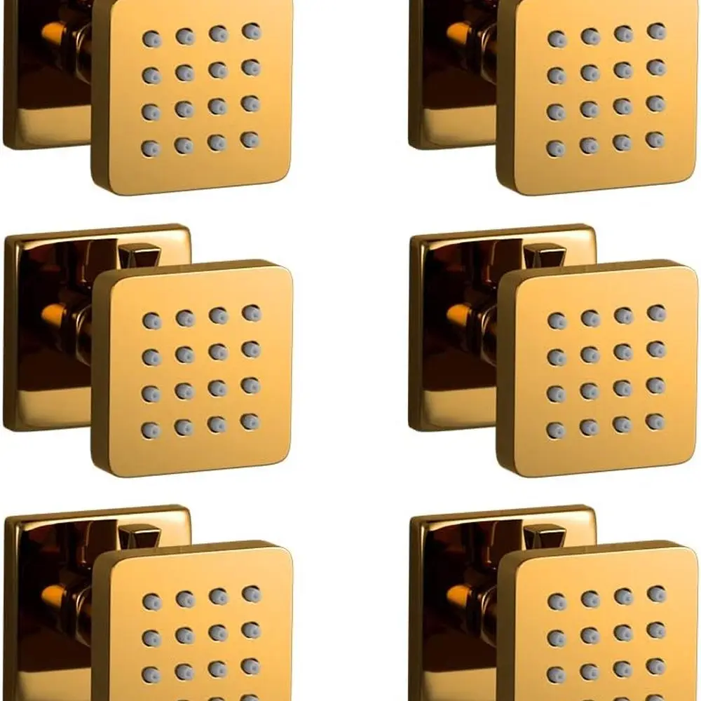 

6-Piece Adjustable Solid Brass Shower Jets Set with Massage and Flow Control, Polished Gold Finish