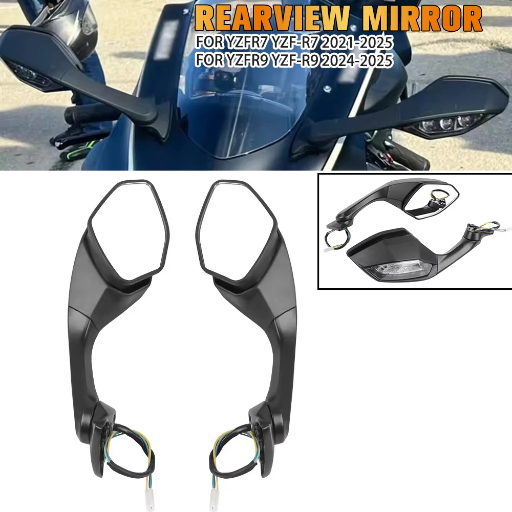 

For Yamaha YZFR7 YZF-R7 2021-2025 2024 YZFR9 YZF-R9 2024-2025 YZF R7 YZF R9 Rearview Mirrors Rear View Mirror Turn Signal Light
