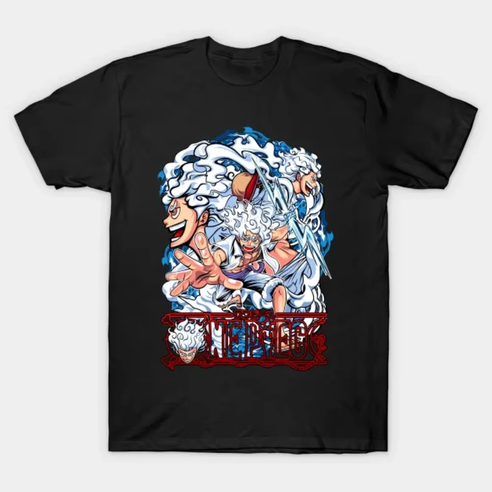 Herren One Piece Ruffy T-Shirt Japanischer Anime Unisex Baumwolle Grafikdruck Übergroß Kurzarm Streetwear Sommer Casual Fitness