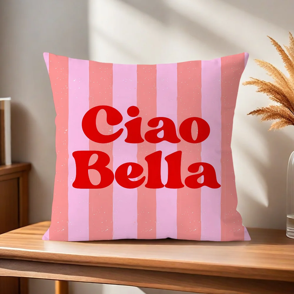 Ciao Bella Kissenbezug für Zuhause, Sofa, Wohnzimmer, Büro, Café, Auto – Detail 5