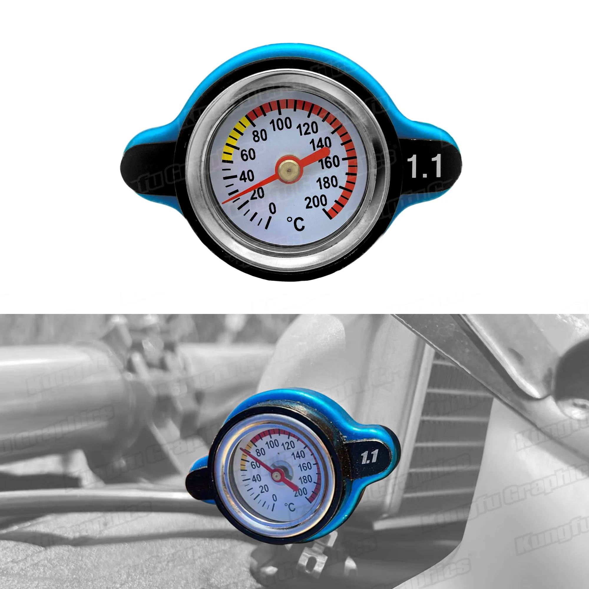 

Motorcycle Radiator Cap Cover with Real-time Temperature Monitoring Coolant Reservoir for Dirt Bike ATV UTV