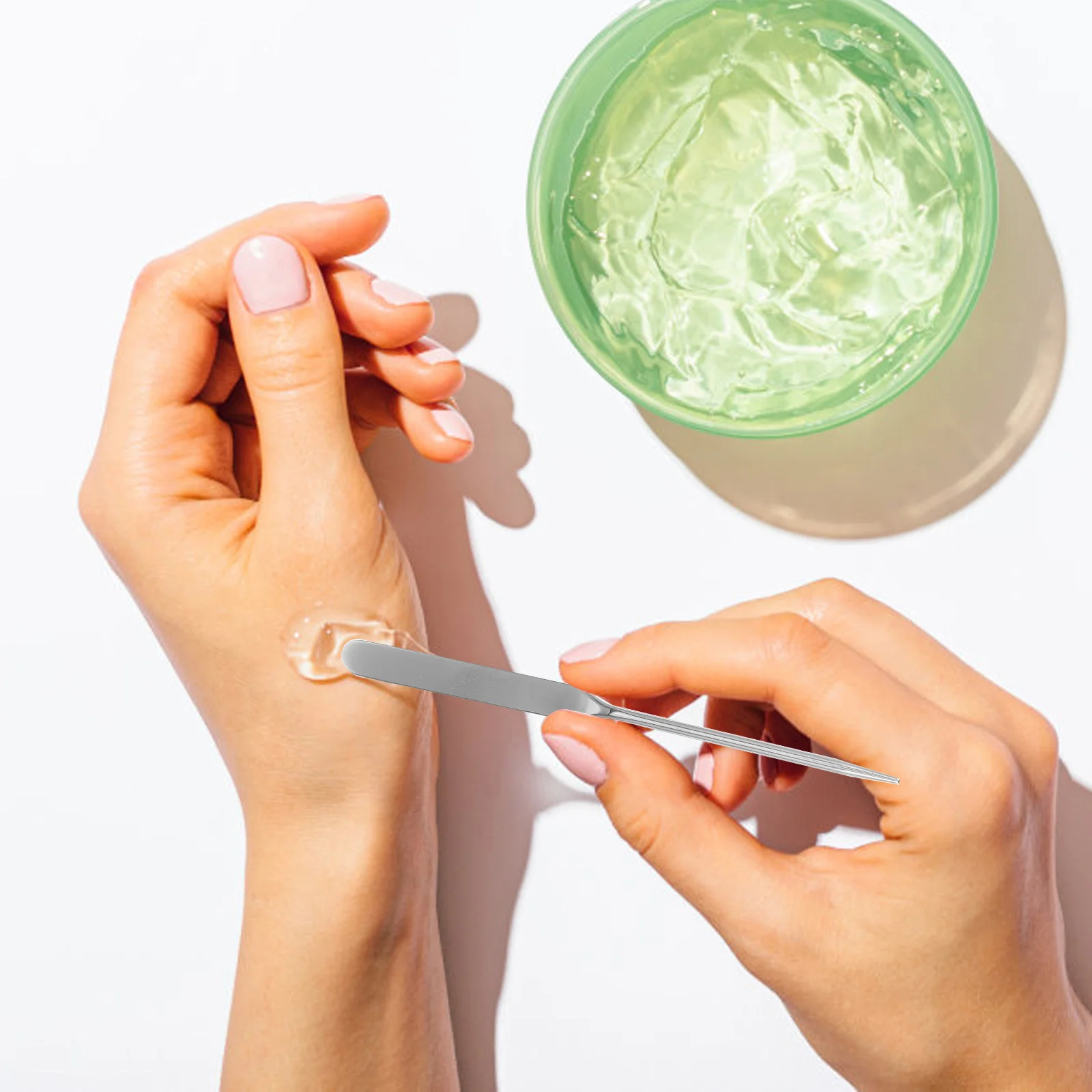 ملعقة مكياج من الفولاذ المقاوم للصدأ، أداة خلاط تجميل متعددة الوظائف لقناع الأساس، خلط ألوان الأظافر، خلط الصباغ