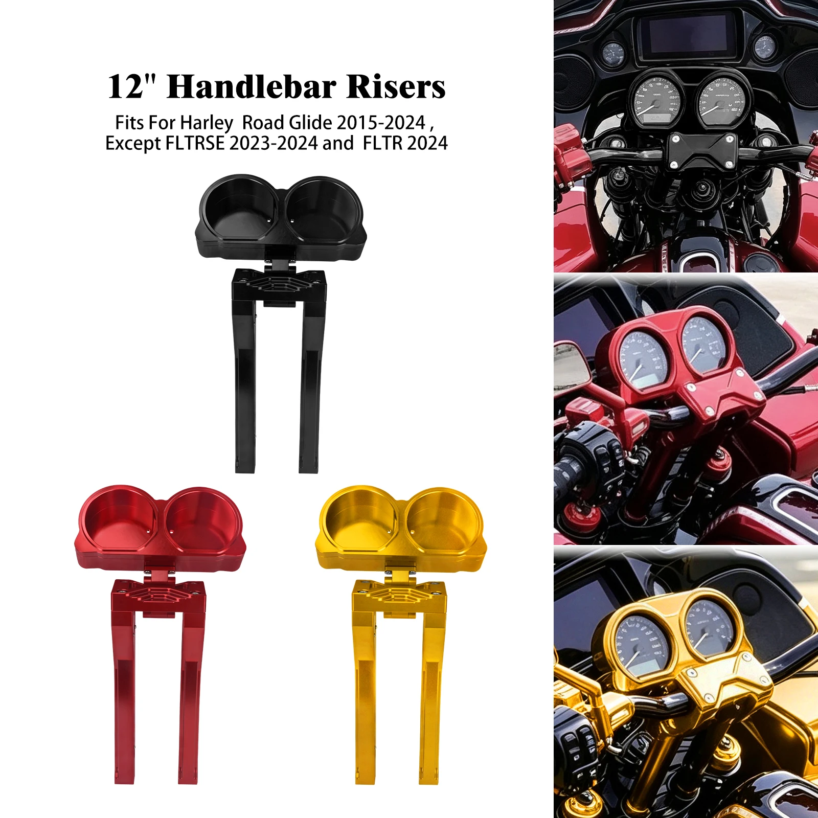 Motorcycle 12Inch Handlebar Risers Instrument Pannel Bracket Support Kit For Harley Touring Road Glide 2015-2024 Special Ultra