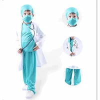 Children Hospital Doctor Nurse Work Suit Surgeon Uniform Coat Kids Boys Girls Carnival Party Cosplay Costume Role Play Clothing