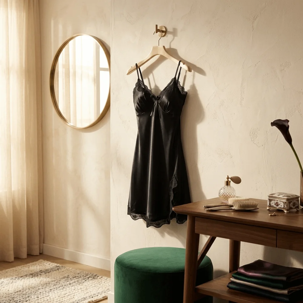 

Temperament Female Sleepwear V-neck Nightgown Lingerie Dresses Slit Suspenders Nightdress Soft Ice Silk Lace Nightdress Women