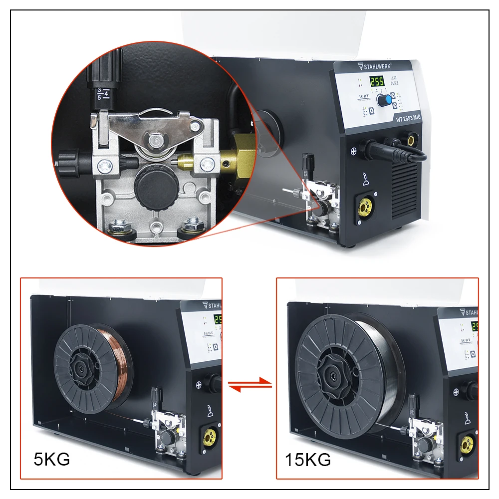 Mig Welders Machine 5in 1 200A Laser Welding Machine Can Load 1kg and 5kg Flux Cored Wire Welder Work Without Inert Gas