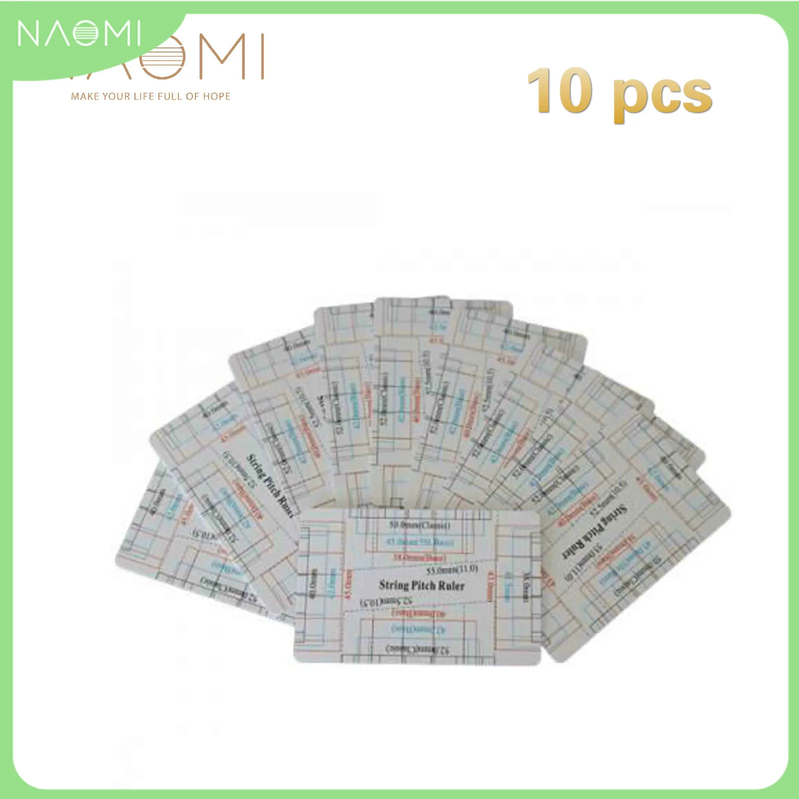 NAOMI Guitar String Action Ruler 10PCS Guitar Bass String Pitch Ruler Gauge String Action Card Measuring Guitar Luthier Tool