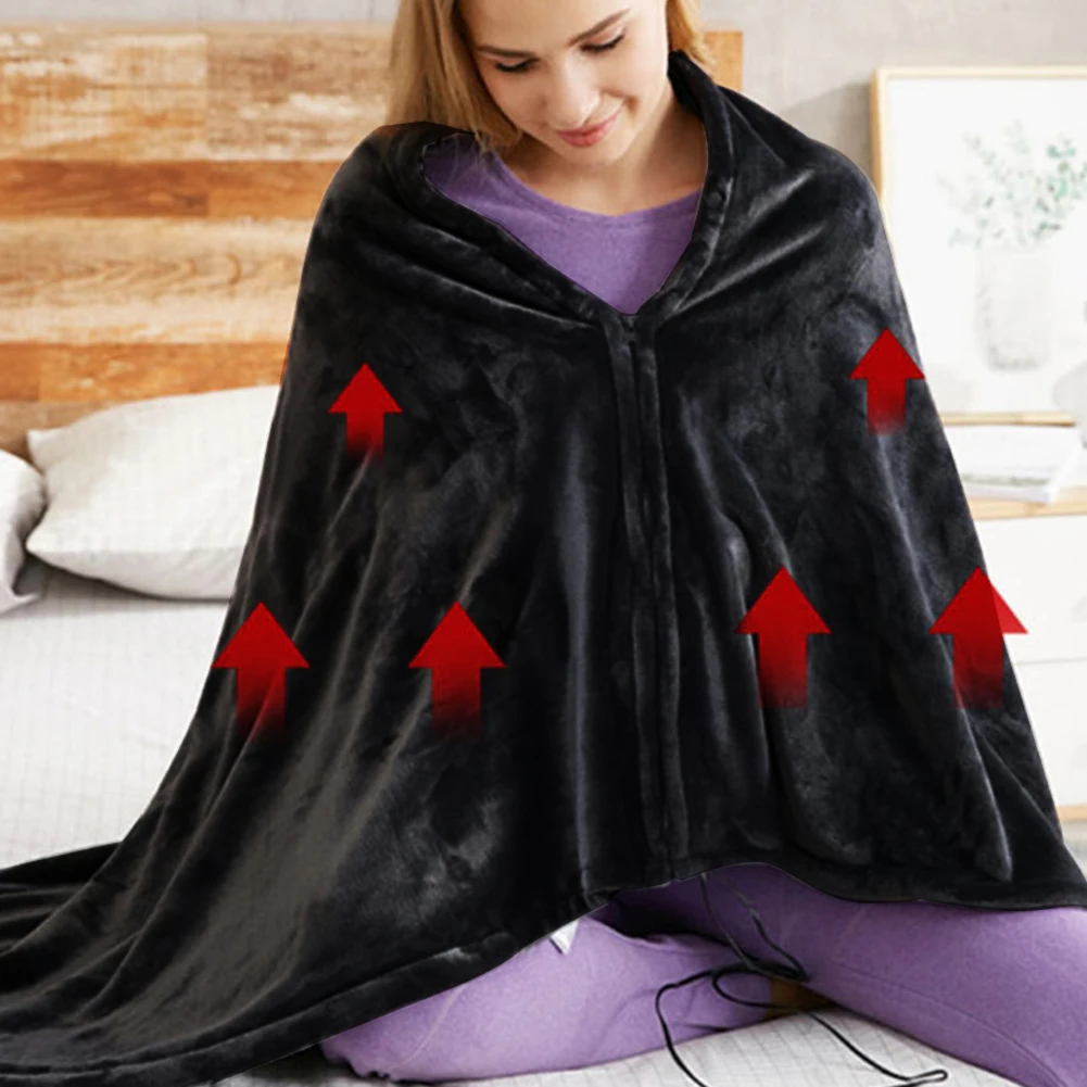 USB Electric Heated Blanket 3 Heating Levels Fleece Heated Blanket Portable Heating Lap Blanket Quickly Heated Cape Pad