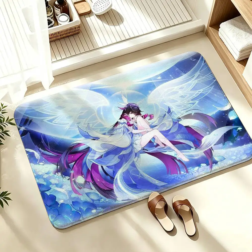 CUTE C-Columbina G-Genshin  Soft Absorbent Decorative Floor Mat for Bathroom Entryway Living Room