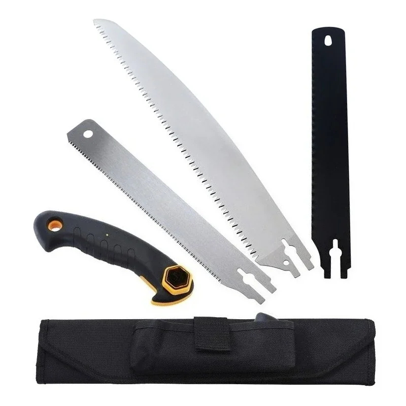 3-in-1 Hand Saw Household Multifunctional Quick Replacement Saw Blades Fine-Tooth Woodworking Gardening Orchard Tree Felling Saw