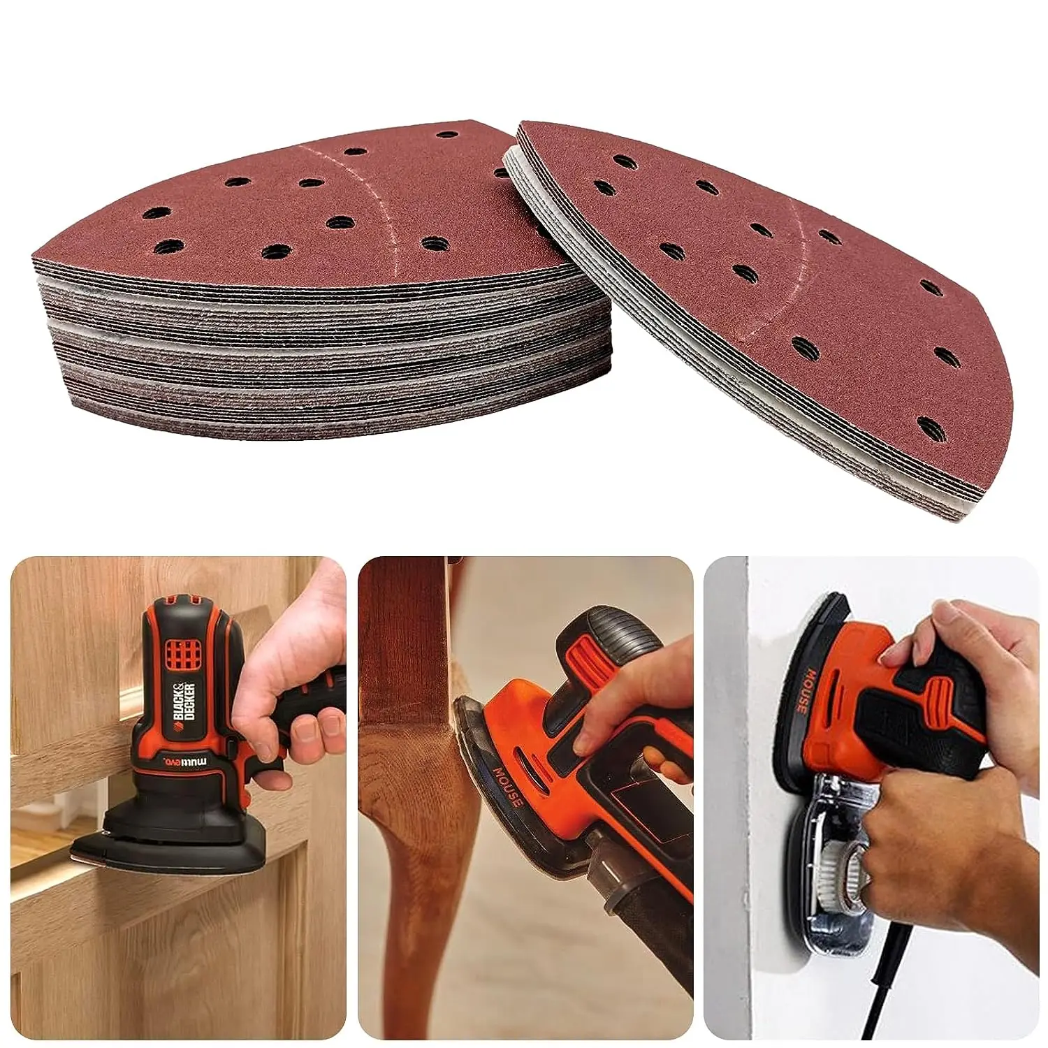

105 x 150 mm Triangular Sandpaper Hook Loop Sanding Disc 11 Holes 5/10/20 Pcs Assorted 40-1000 Grits for Polishing Wood Metal